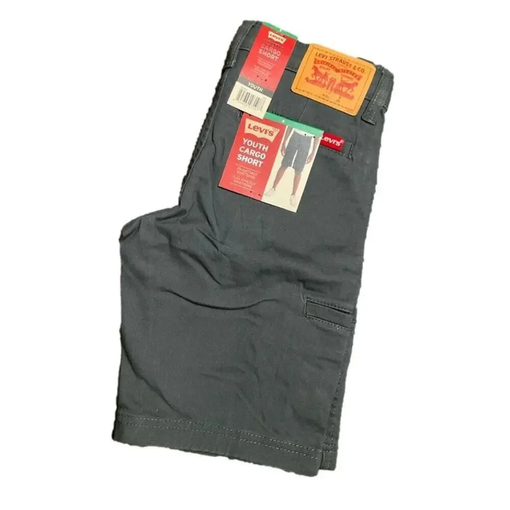 Levi's Boy’s Shorts Cargo Straight Fit Adjustable Waist Gray Size 8 NWT - Picture 2 of 10